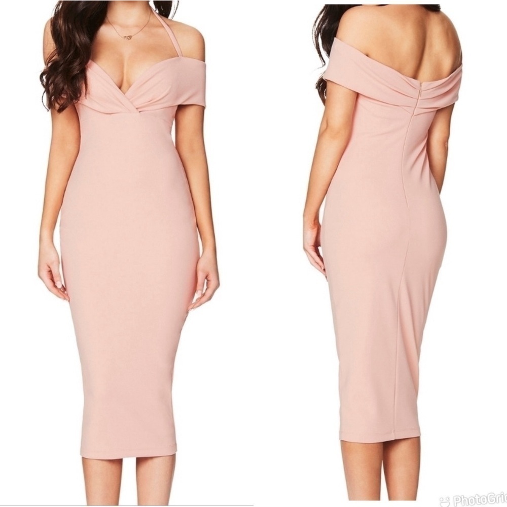 NWT Nookie Athena Off Shoulder Midi Blush